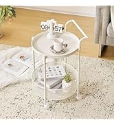 Amazon｜Harper & Bright Designs サイドテーブル 白 丸